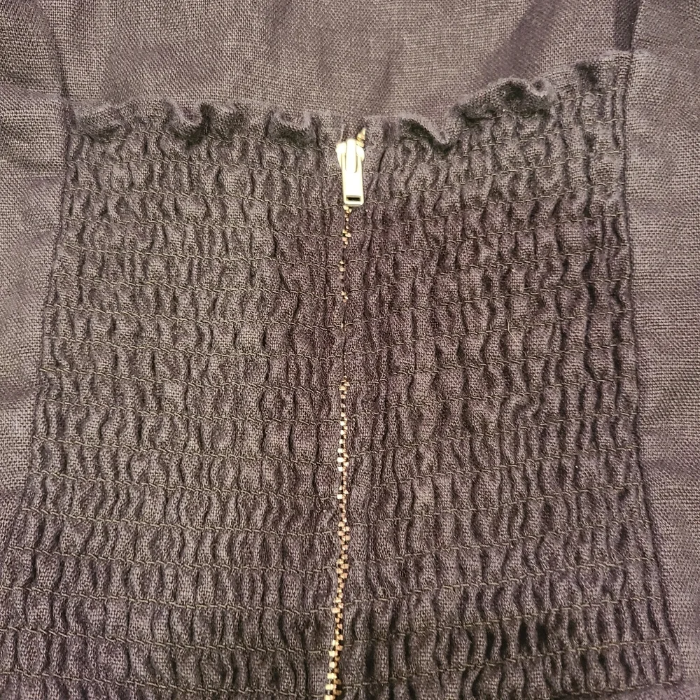 Reformation Black Square-Neck Romper Linen
